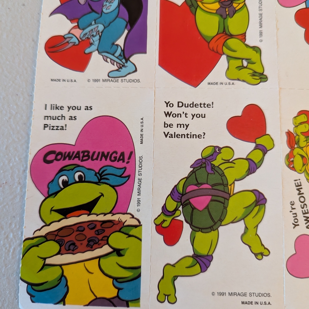 Teenage Mutant Ninja Turtles Valentine's Cards 1991. - Picture 3 of 6